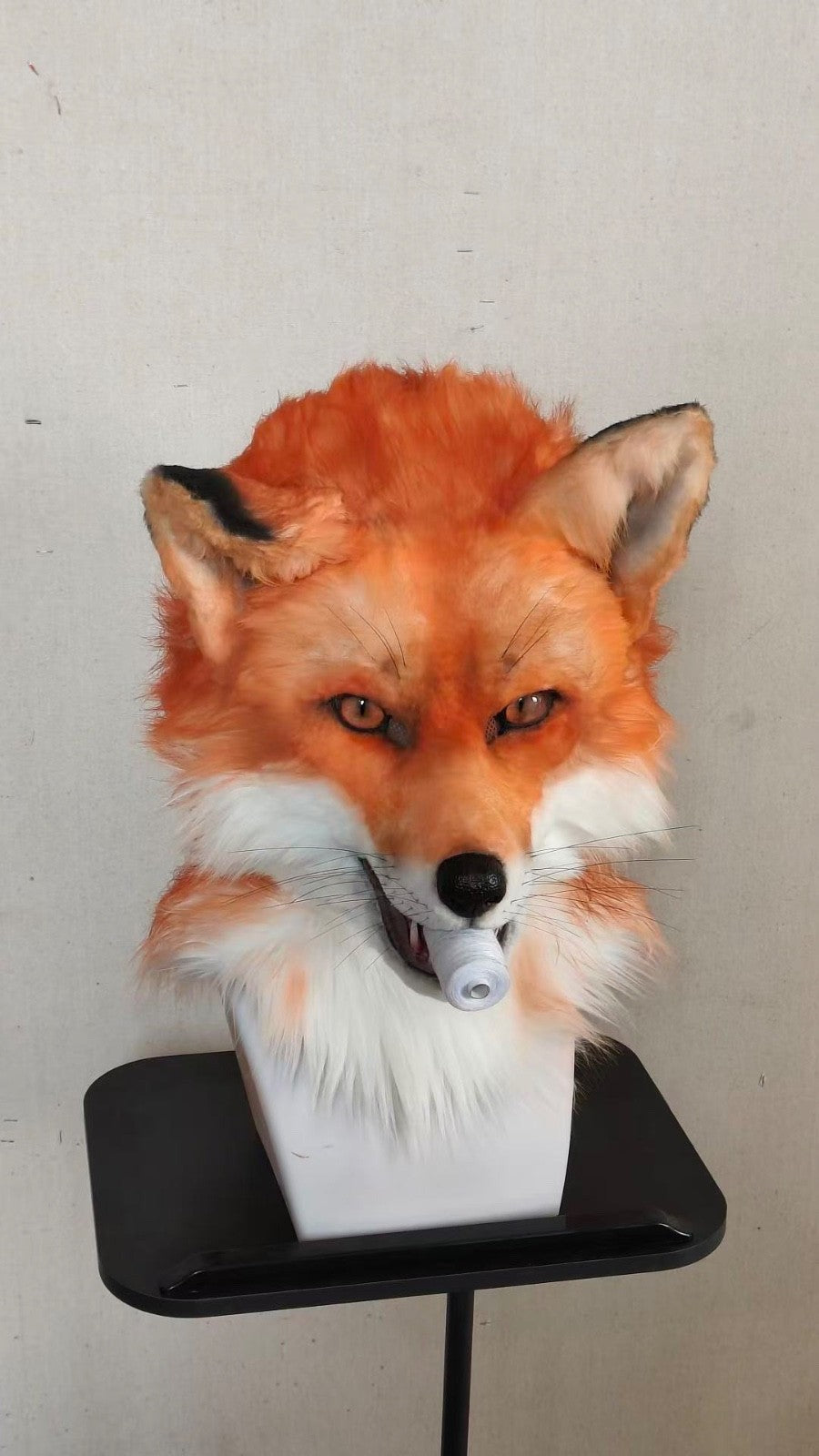Custom Hyper-Realistic Moving Red Fox Fursuit Head with Moving Jaw