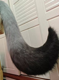 Giant Wolf Tail Fursuit Cosplay Costume Faux Fur Grey Black Gradient Dog