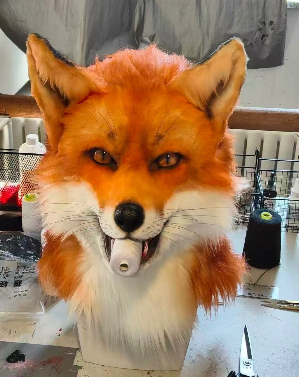 Custom Hyper-Realistic Moving Red Fox Fursuit Head with Moving Jaw