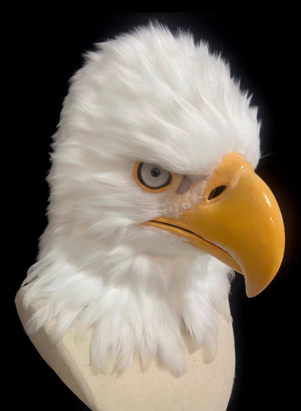 In-Stock Realistic White Bald Eagle Therian/Furry Head Moving Jaw & Top Quality