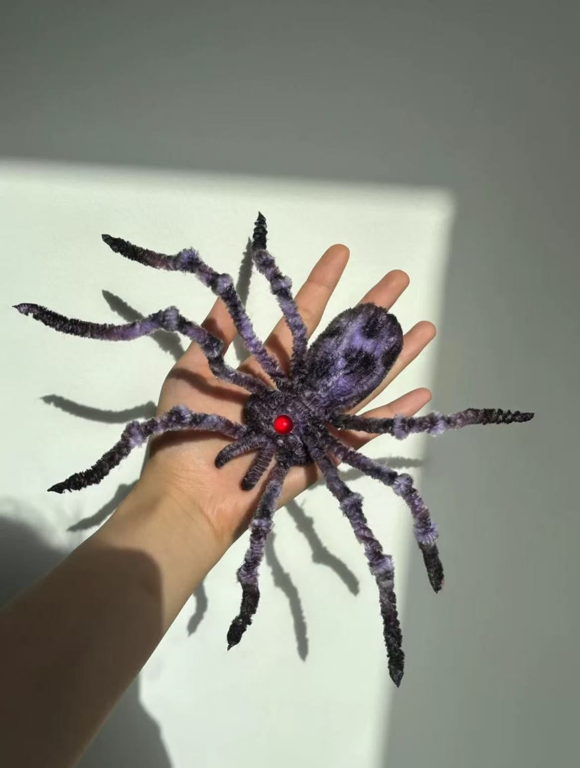 Handmade Chenille Spider Oddities Curiosities Art Doll Large Fuzzy Cosplay Prop