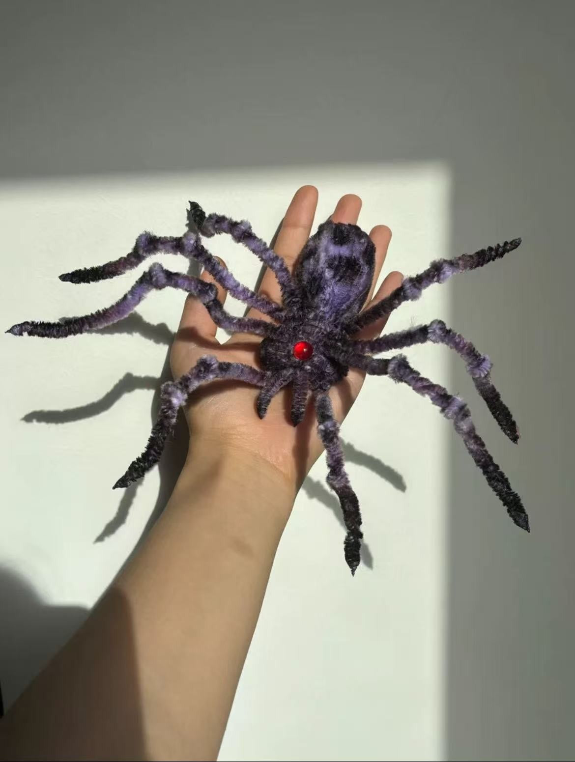 Handmade Chenille Spider Oddities Curiosities Art Doll Large Fuzzy Cosplay Prop