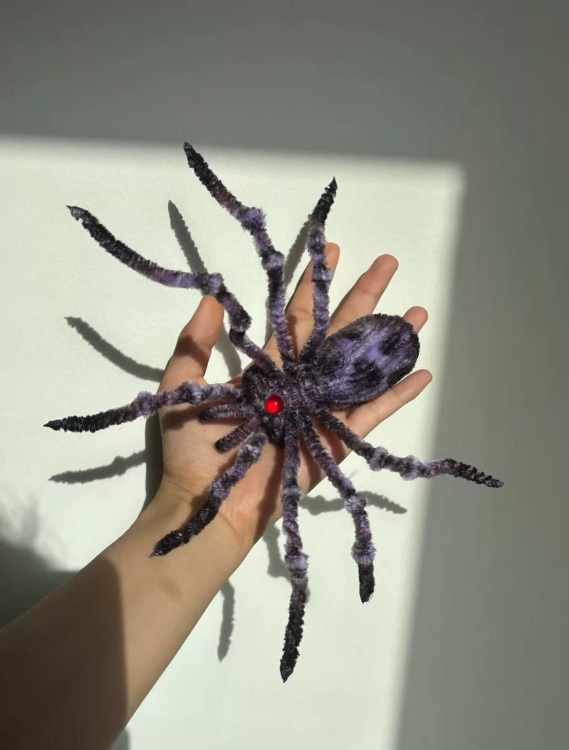 Handmade Chenille Spider Oddities Curiosities Art Doll Large Fuzzy Cosplay Prop